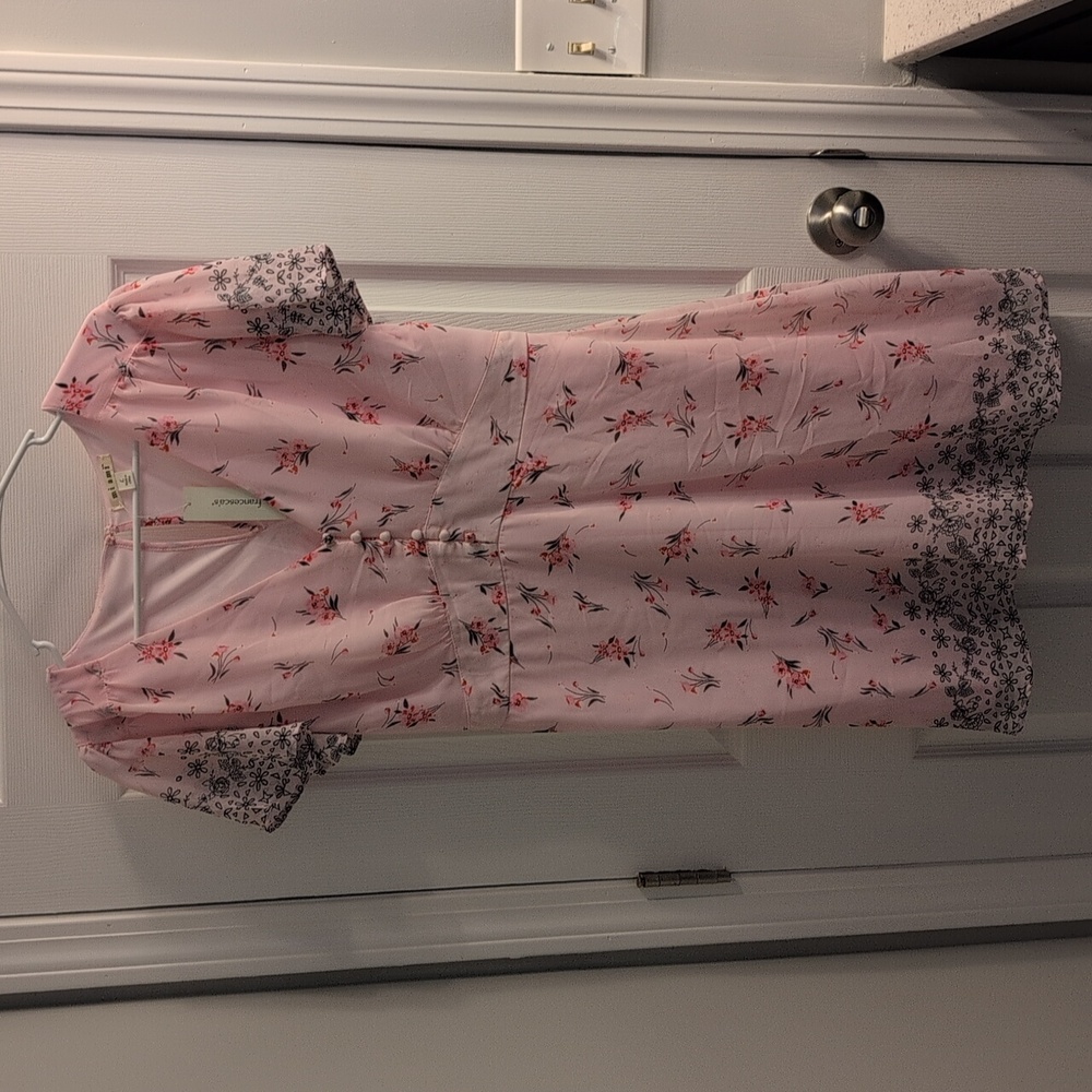 Pink Floral Short Sleeve Dress
